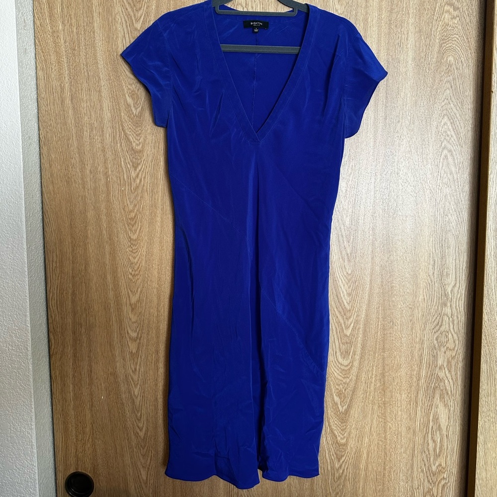 Babaton Royal Blue Silk Mini Dress